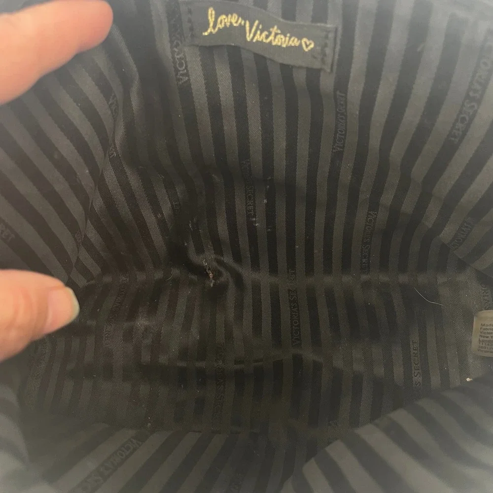 Victoria's Secret Black Star Glitter Logo Makeup Bag Cosmetic Pouch 11143013